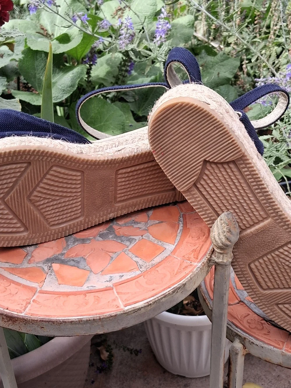 Navy Canvas Espadrille Slingback Sandals - Women